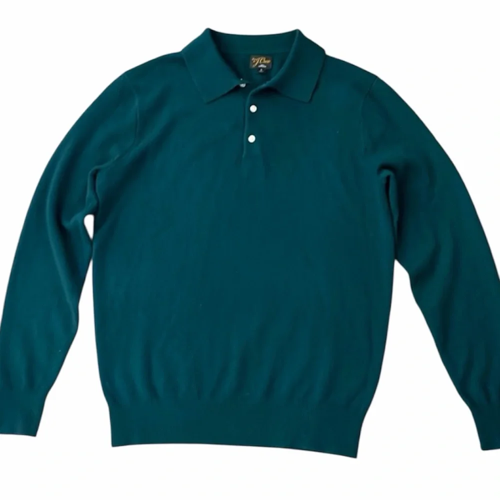J. Crew Green Cashmere Polo Sweater